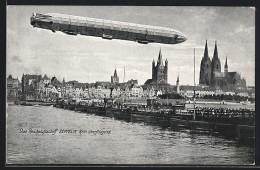 AK Köln, Reichsluftschiff Zeppelin überfliegt Den Ort  - Airships
