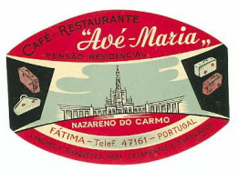 Etiquette Valise Hotel Pensão Residencial Avé-Maria Fatima Portugal Luggage Label - Hotel Labels