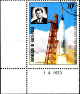 Burkina Hte-Volta Poste Obl Yv: 289 Mi:462 J.F.Kennedy Saturne V Coin D.feuille Daté (TB Cachet Rond) 1-4-1973 - Upper Volta (1958-1984)