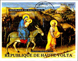 Burkina Hte-Volta Bloc Obl Yv:  5D Mi:9 La Fuite En Egypte (TB Cachet à Date) - Upper Volta (1958-1984)