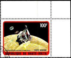 Burkina Hte-Volta Avion Obl Yv:137 Mi:429 Retour Des Explorateurs Vers La Cabine Apollo Coin D.feuille (TB Cachet Rond) - Opper-Volta (1958-1984)