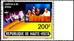 Burkina Hte-Volta Avion Obl Yv:134 Mi:424 Mission Apollo XVII Conférence De Presse Bord De Feuille (TB Cachet Rond) - Opper-Volta (1958-1984)