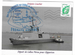 X340 - CP -  FREGATE COURBET - CLIPPERTON  Février 2010) AVEC  La JEANNE D'ARC - Correo Naval