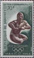 Bénin Dahomey Avion N** Yv: 91 Mi:362 Jeux Olympiques De Mexico Lutteur - Bénin – Dahomey (1960-...)