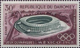Bénin Dahomey Avion N** Yv: 89 Mi:360 Jeux Olympiques De Mexico Stade Azteca - Benin - Dahomey (1960-...)