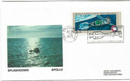 US Space Cover 1975. ASTP Apollo - Soyuz. Apollo Splashdown - United States