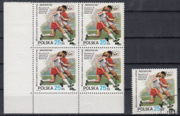 ⁕ Poland / Polska 1986 ⁕ Mexico - Football World Cup Mi.3028 ⁕ 1v Used + MNH Block Of 4 - Ongebruikt