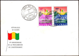 Guinée (Rep) Poste Obl Yv:  21/22 Levée Du Drapeau 2 Octobre 1959 Fdc - Guinée (1958-...)