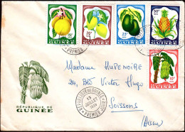 Guinée (Rep) Poste Obl Yv:  16/20 Fruits Fdc 13-7-1959 Fdc - Guinée (1958-...)