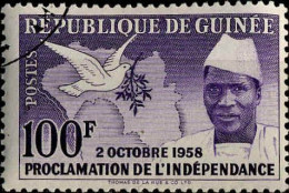 Guinée (Rep) Poste Obl Yv:   7 Mi:7 Président Sékou Touré & Colombe (cachet Rond) - Guinea (1958-...)