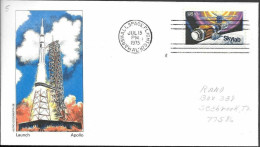 US Space Cover 1975. ASTP Apollo - Soyuz Launch. Marshall SFC Astro Doc - USA