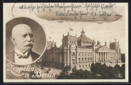 AK Berlin, Zeppelin Luftschiff Fliegt über Die Stadt, Graf Von Zeppelin  - Aeronaves