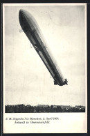 AK München, S. M. Zeppelin Vor Der Ankunft In Oberwiesenfeld 1909  - Airships