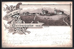 Vorläufer-Lithographie Gaisbergspitze, 1895, Ortsansicht Mit Bergpanorama  - Autres & Non Classés