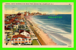 ATLANTIC CITY, NJ - GENERAL VIEW OF BOARDWALK AND BEACH FROM VENTNOR PIER -  TRAVEL IN 1940 -TICHNOR BROS INC - - Atlantic City