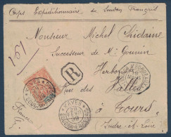 CAD " KAYES / SOUDAN FRANÇAIS " De 1899 Sur LETTRE RECOMMANDÉE TIMBR 40c Pour TOURS FRANCE MENTION CORPS EXPEDITIONNAIRE - Cartas & Documentos