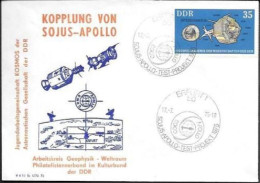 Germany DDR Space Cover 1975. ASTP Apollo - Soyuz Docking - Europa