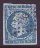 FRANCE 1853-1860 Stamp 20c Bleu YT N°14 POSTFS - 1853-1860 Napoléon III