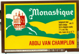 Oud Etiket Bier Monastique - Brouwerij / Brasserie Abdij Van Champlon - Bière