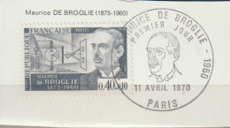 FRANCE : N° 1627 Oblitéré Sur Fragment TàD 1er Jour : 11.4.1970 à Paris (Maurice De Broglie) - - Gebraucht