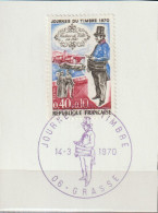 FRANCE : N° 1632 Oblitéré Sur Fragment TàD 1er Jour : 14.3.1970 à Grasse -06- (Journée Du Timbre) - PRIX FIXE - - Used Stamps