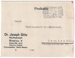 Company Postcard Dr. Joseph Götz Lawyer Breslau Seal "In The Postal Truck Through The Silesian Mountains" August 29,1932 - Briefkaarten