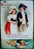 Cpa ILLUSTRATEUR Ellen CLAPSADDLE, COUPLE ENFANTS Habits  XVIII è , ANGE , 1916 ANTIQUE  DRESSED BOY & GIRL  VALENTINE - Kindertekeningen