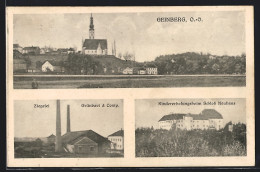 AK Geinberg, Totalansicht Kirche, Ziegelei Grünbart & Comp., Kindererholungsheim Schloss Neuhaus  - Sonstige & Ohne Zuordnung