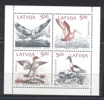 Lettonie 1992- Birds Of The Baltic Block Of 4v - Letonia