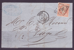 FRANCE 1853-1860 Napoleon III Stamp 40c Orange YT N°16 On The Cover Oblitération Petits Chiffres 1727 - 1853-1860 Napoleon III