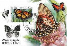 Bloc Feuillet Junonia Saphia Papillon Charaxes Zingha 2018 A Faune De Angola Borboletas - Angola