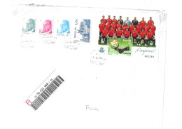 ESPAGNE BLOC 167 SUR L EURO DE FOOTBALL 2008 SUR LETTRE RECOMMANDE POUR LA FRANCE - Blocks & Sheetlets & Panes