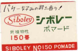 Japan Matchbox Label, Siboley No 150 Pomade - Parfume - Zündholzschachteletiketten