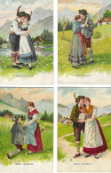 4 X Amour Champetre - Couple Amoureux - Verliefd Koppel -  Cpa Gaufrée -  Reliefkaart - L'état Très Bon ! - Coppie