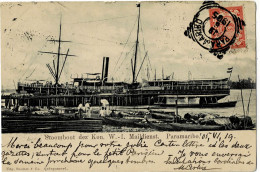 Paramaribo Stoomboot Dez Ko.W-I- Maildienst Circulée En 1905 - Surinam