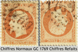 FRANCE - GC 1769 Du Havre Norma Et Refait Sur 2x Yv.23 40c Orange (timbres Défecueux) - 1849-1876: Période Classique