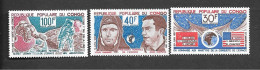 Congo Brazzaville Space 3 Stamps 1973 MNH. Gagarin "Vostok 1" "Apollo 11" "Soyuz 11" "Apollo 1" Accident - Afrika