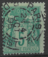 Lot N°6 N°75,Oblitéré Cachet à Date De PARIS_72 R.DE L'OUEST - 1876-1898 Sage (Type II)