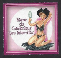 Etiquette De Bière Blonde   -  Du Gambrinus  "les Interdits"  -    Brasserie  La Houblonnière  à  Mulhouse (68) - Bière