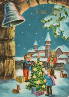 Bonne Année Noël ENFANTS Vintage Carte Postale CPSM #PAY882.A - Nouvel An