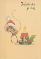 Bonne Année Noël SOURIS Vintage Carte Postale CPSM #PAU929.A - Neujahr