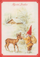 SANTA CLAUS Happy New Year Christmas GNOME Vintage Postcard CPSM #PAU436.A - Santa Claus