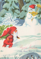 BABBO NATALE Buon Anno Natale GNOME PUPAZZO Vintage Cartolina CPSM #PAU378.A - Santa Claus