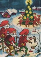 SANTA CLAUS Happy New Year Christmas GNOME Vintage Postcard CPSM #PAU286.A - Santa Claus