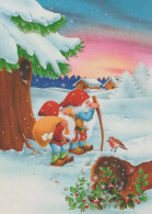 PÈRE NOËL Bonne Année Noël GNOME Vintage Carte Postale CPSM #PAU209.A - Santa Claus