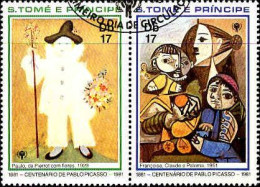 S.Tomé E Principe Poste Obl Yv: 651-52 Mi:717 Paulo De Pierrot Com Flores (TB Cachet Rond) - São Tomé Und Príncipe