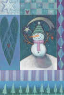 Neujahr Weihnachten SCHNEEMANN Vintage Ansichtskarte Postkarte CPSM #PBM548.A - Neujahr