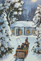 Happy New Year Christmas Horse Vintage Postcard CPSM #PBM409.A - New Year