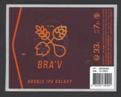 Etiquette De Bière Double IPA Galaxy  -   Bra'v -    Brasserie  Du Vignoble  à  Ribeauville  (68) - Bière