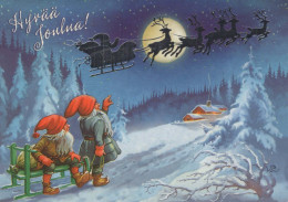 SANTA CLAUS Happy New Year Christmas GNOME Vintage Postcard CPSM #PBA721.A - Kerstman